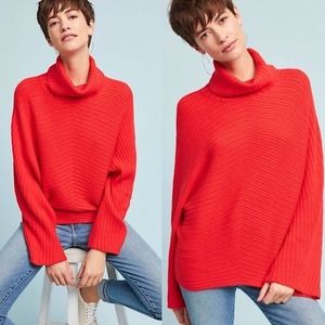 Anthropology MOTH Red Ribbed Sweater - S